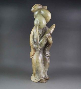 Antique Chinese Old Hetian Jade Carved Woman Lady Carving photo