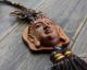 Chinese Wood Carving Shakyamuni Dari Buddha Head Statue Amulet Car Pendant W32 Amulets photo 2