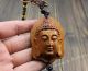 Chinese Wood Carving Shakyamuni Dari Buddha Head Statue Amulet Car Pendant W32 Amulets photo 4