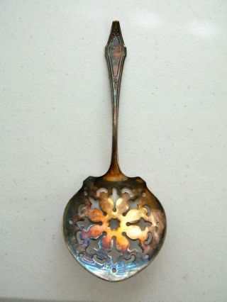 Antique Holmes & Edwards Silver Plate Tomato Spoon,  Slotted Serving Spoon Pretty photo