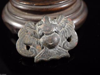 Antique 18c 1700 Chinese Gilt Bronze Longevity Bat Belt Garment Hook Button Qing photo