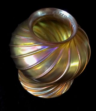 Rare Quezalspiral Iridescent Aurene Art Glass Lamp Shade Tiffany photo