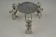 Oriental First - Rate Old Tibet Silver 3 Dog Hold Taiji Pattern Candlestick Candlesticks & Candelabra photo 4