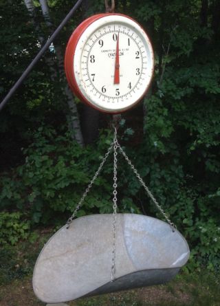 Vintage Antique Chatillon Hanging Produce Scale Red photo