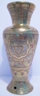 A 20th Century Cairoware Brass Vase/lamp Base Silver/copper Overlay Middle East photo 1