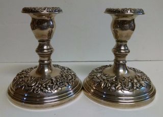 Stunning Pair 2 S Kirk & Son Sterling Silver Repousse 4.  5 