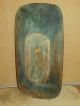 Rare Early 18th C American Carved Wooden Oval Trencher In Grungy Old Blue Paint Primitives photo 9