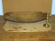 Rare Early 18th C American Carved Wooden Oval Trencher In Grungy Old Blue Paint Primitives photo 1