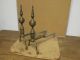 Rare American Federal 18th C Brass Steeple Top Andirons Faceted Urn Scrolled Leg Primitives photo 1