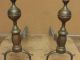 Rare American Federal 18th C Brass Steeple Top Andirons Faceted Urn Scrolled Leg Primitives photo 4