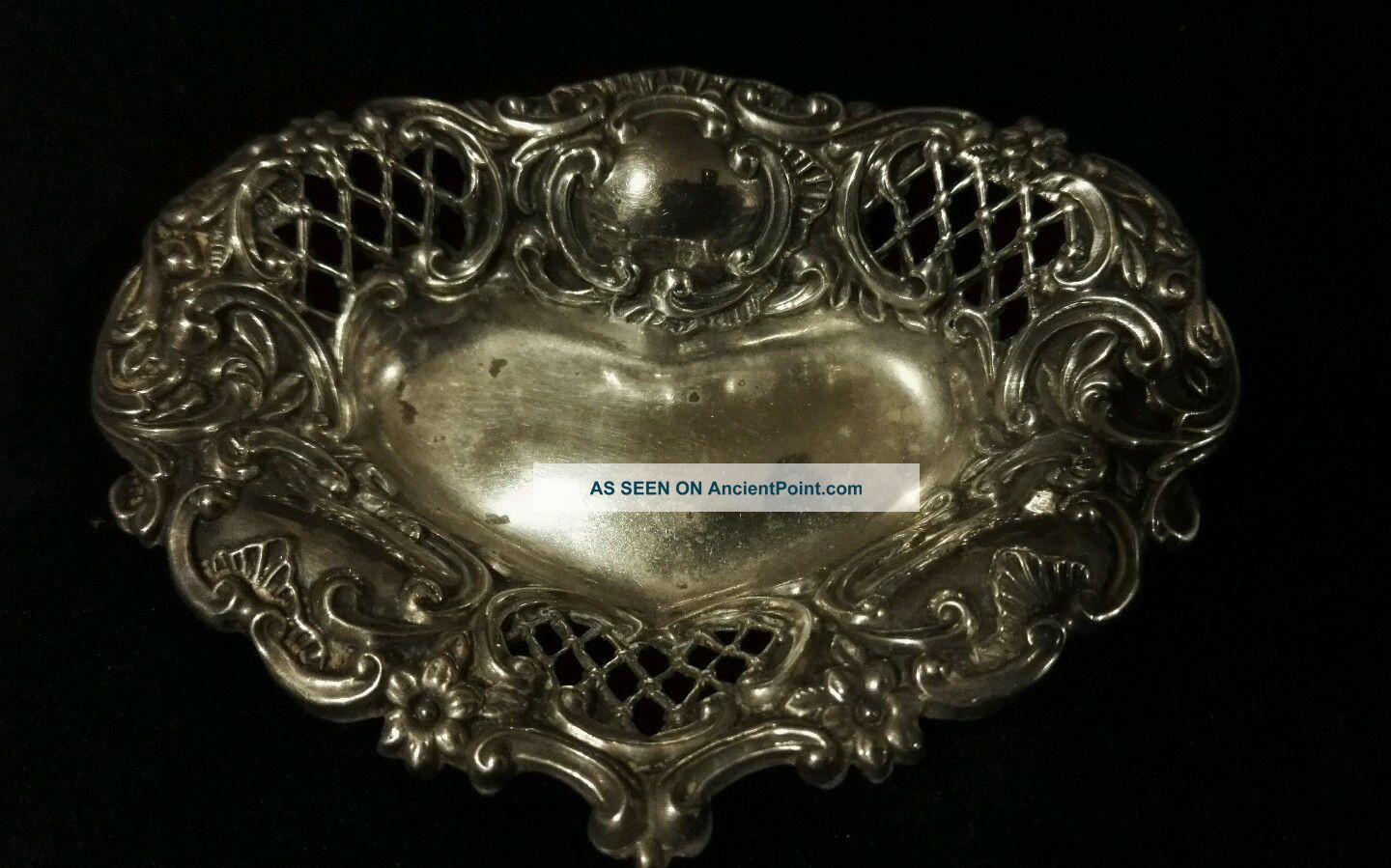 Antique Solid Hallmarked Silver Pierced Trinket Pin Or Bon Bon Dish 1895 Chester Dishes & Coasters photo