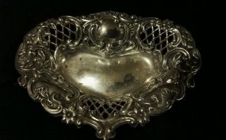 Antique Solid Hallmarked Silver Pierced Trinket Pin Or Bon Bon Dish 1895 Chester photo