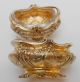 Antique 19ct French Silver Vermeil Salt Cellar Pair In Form Of Jardiniere Empire France photo 1