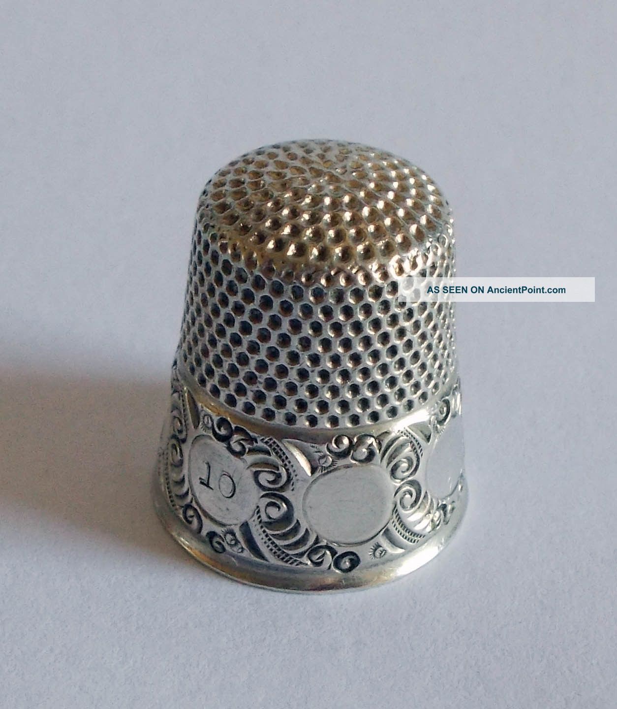 Sterling Silver Thimble - Ketcham & Mcdougall - Circles On Scrolled Background Thimbles photo