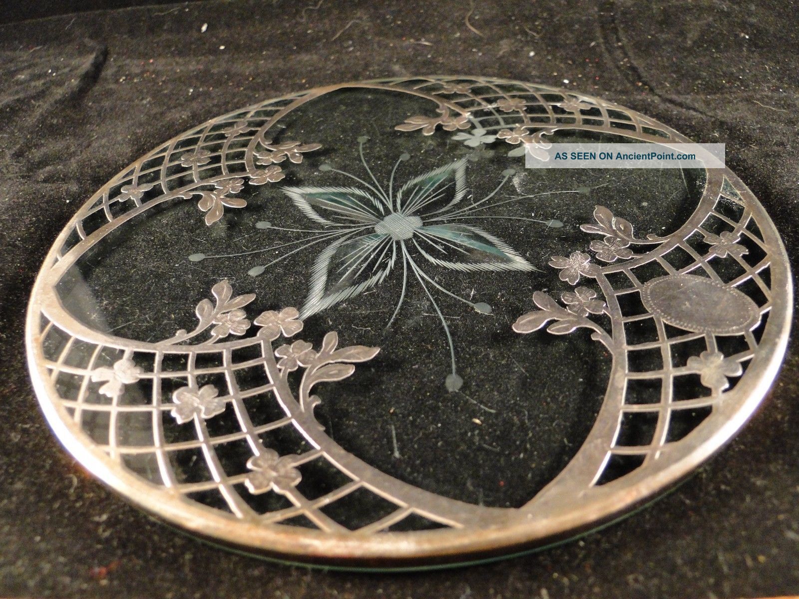 Early 1900s Sterling Etched & Flower Basket 6 