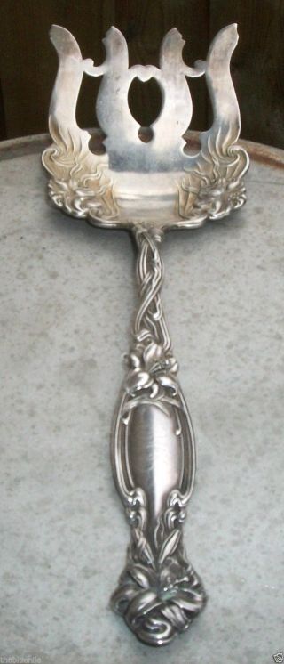C1890 Simpson Hall Miller Sterling Silver Fish Server Fork 9 