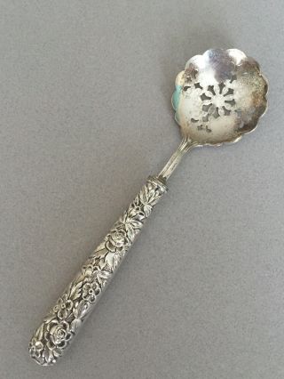 Antique Repousse Sterling Silver Handle Pierced Spoon Strainer Ghf Mark photo