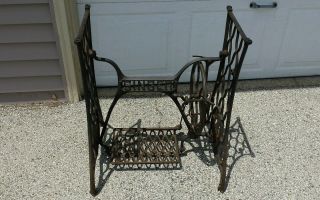 Vintage Singer Treadle Sewing Machine Cast Iron Base,  Table Legs,  Industrial Age photo