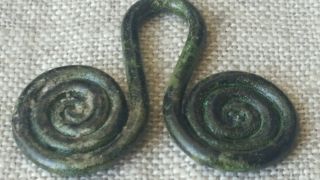 Stunning Ancient Celtic Bronze Coiled Brooch photo