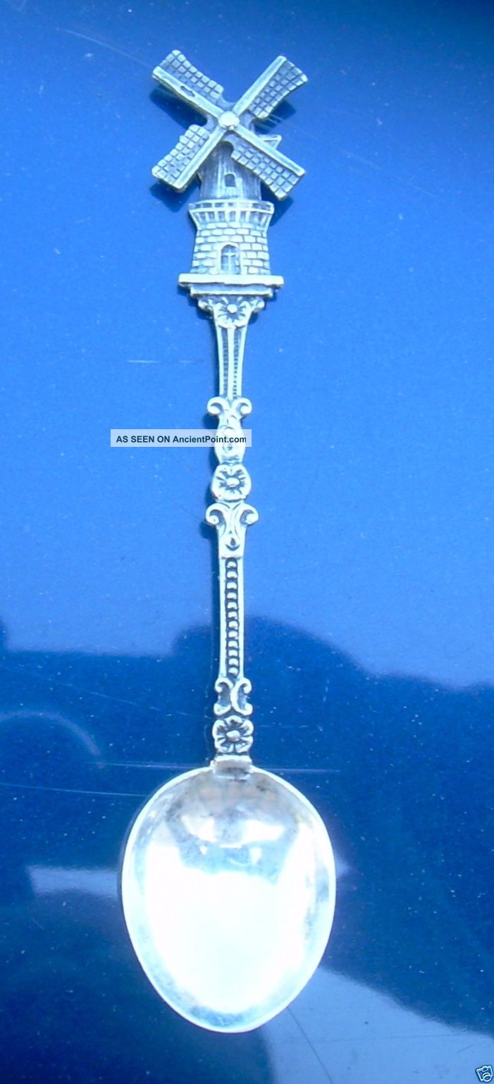 Vintage Sterling Silver Dutch Holland Moving Windmill Spoon 