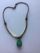 Vintage Ancient Egyptian Green Carved Scarab Beetle Pendant Necklace Egyptian photo 2