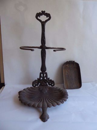 Antique Victorian Cast Iron Umbrella Fireplace Tool Holder Stand - Art Nouveau photo