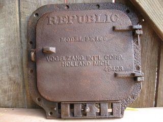 Antique Vintage Cast Iron Wood/coal/furnace Door Salvage Steampunk photo