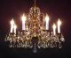 Huge Antique French Brass Or Bronze & Crystal Pineapple Chandelier Chandeliers, Fixtures, Sconces photo 1