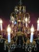 Huge Antique French Brass Or Bronze & Crystal Pineapple Chandelier Chandeliers, Fixtures, Sconces photo 4