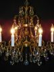 Huge Antique French Brass Or Bronze & Crystal Pineapple Chandelier Chandeliers, Fixtures, Sconces photo 8