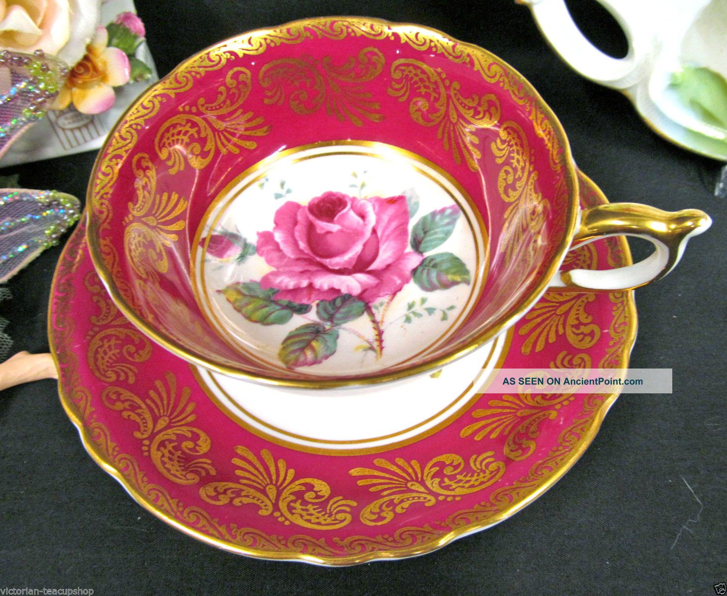 Paragon Tea Cup And Saucer Large Center Rose Red Teacup Pattern Cups & Saucers photo