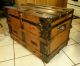 1800 ' S Antique Victorian Flat Top Steamer Trunk Chest With Lift Out Tray 1800-1899 photo 1