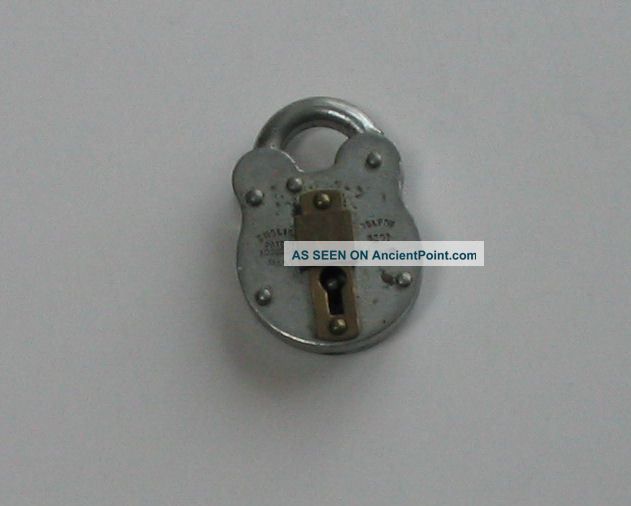 Antique 1930 Iron And Brass Belfry Padlock Patent No.  325346 – No Key. Locks & Keys photo