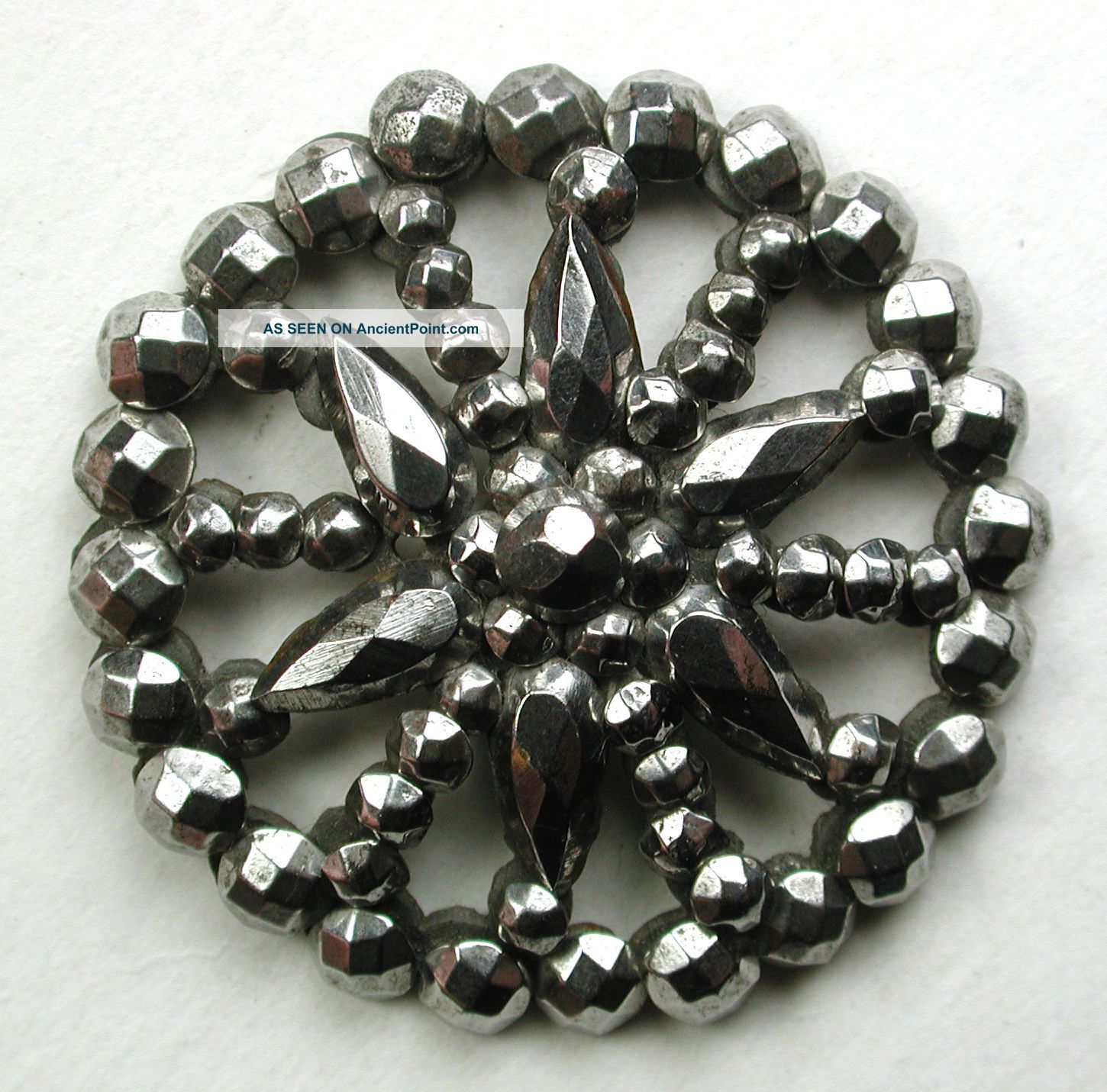 Antique Pierced Steel Button Fancy Design W/ Cut Steel Accents - 1 & 1/8 