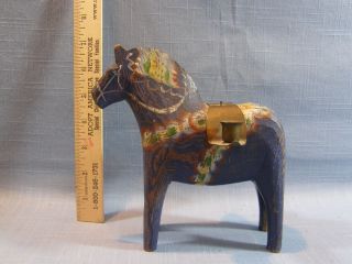 Hand Carved,  Hand Painted Wooden Horse With Brass Candle Holder Saddle,  Mexico ? photo