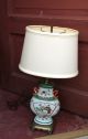 Vintage Davart Ny Lamp Asian Theme Handled Vase With Metal Base W/ Shade Lamps photo 1