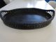 Antique Victorian Black Painted Wicker Serving Tray With Handles Chippy 21x13 Other Antique Decorative Arts photo 1