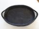 Antique Victorian Black Painted Wicker Serving Tray With Handles Chippy 21x13 Other Antique Decorative Arts photo 3