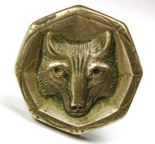 Antique Brass Sporting Button - Cuff Link Fox Head Design - 11/16 