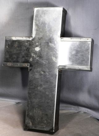 Vintage Modern Welded Steel Industrial Cross Crucifix Sculpture Cake Pan Figural photo