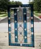 Surreal Blue •beveled Stained Glass Window Panel • Huge 37 ¾”x24 ¾” 1940-Now photo 9