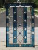 Surreal Blue •beveled Stained Glass Window Panel • Huge 37 ¾”x24 ¾” 1940-Now photo 8