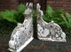 Antique Pair Victorian Corbels Brackets Architectural Salvage Chippy Paint Wood Corbels photo 10