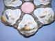 Oyster Plate Dish Hand Painted Asian Scenes Boat Fish Pelican Bird Vintage Pink Plates & Chargers photo 1
