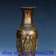 Chinese Bronze Hand Carved Longevity & Deer & Child Vase W Xuande Mark Vases photo 1