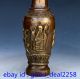 Chinese Bronze Hand Carved Longevity & Deer & Child Vase W Xuande Mark Vases photo 3