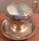 Signed Antique Gold - Encrusted With Art Deco Designs Pedestal Cup And Saucer Cups & Saucers photo 1