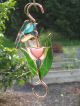 Hummingbird Over 3 - D Pink Flower Stained Glass & Copper Plant Hook Holds 50, Hooks & Brackets photo 1