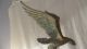 Vintage Large Brass Eagle Flag Weather Vane Topper Talons Patina Cool Nr Finials photo 1
