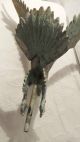 Vintage Large Brass Eagle Flag Weather Vane Topper Talons Patina Cool Nr Finials photo 7